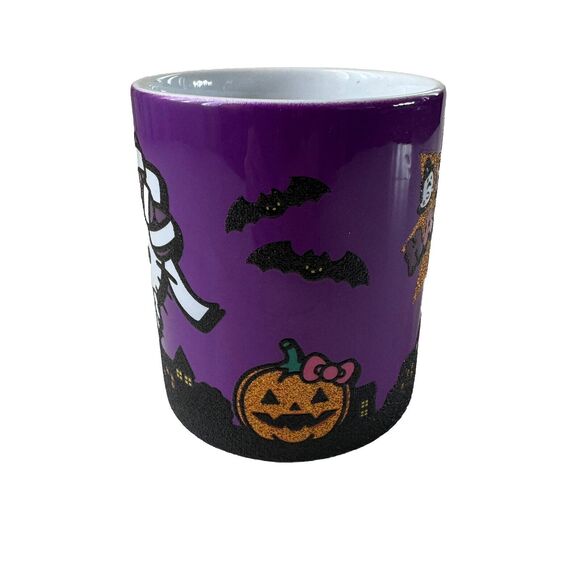 Hello Kitty Halloween Mummy Purple Glitter Coffee Mug 14oz New - Picture 2 of 7